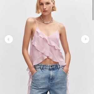 Mango Pink Ruffle Top NWT